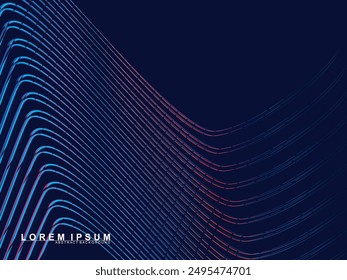 Abstract futuristic dark background with waving gradient design. Realistic 3d wallpaper with luxurious flowing lines. Elegant background for posters, websites, brochures, cards, banners, apps, etc.