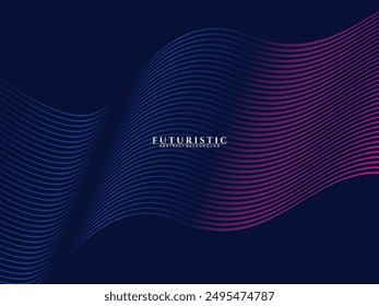 Abstract futuristic dark background with waving gradient design. Realistic 3d wallpaper with luxurious flowing lines. Elegant background for posters, websites, brochures, cards, banners, apps, etc.