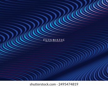Abstract futuristic dark background with waving gradient design. Realistic 3d wallpaper with luxurious flowing lines. Elegant background for posters, websites, brochures, cards, banners, apps, etc.