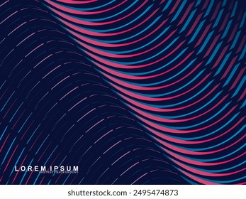 Abstract futuristic dark background with waving gradient design. Realistic 3d wallpaper with luxurious flowing lines. Elegant background for posters, websites, brochures, cards, banners, apps, etc.