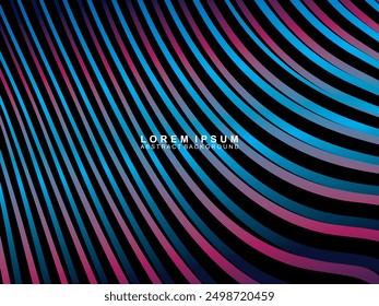 Abstract futuristic dark background with waving gradient design. Realistic 3d wallpaper with luxurious flowing lines. Elegant background for posters, websites, brochures, cards, banners, apps, etc.