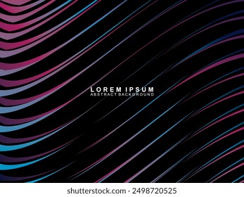 Abstract futuristic dark background with waving gradient design. Realistic 3d wallpaper with luxurious flowing lines. Elegant background for posters, websites, brochures, cards, banners, apps, etc.