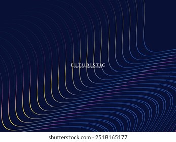 Abstract futuristic dark background with waving gradient design. Realistic 3d wallpaper with luxurious flowing lines. Elegant background for posters, websites, brochures, banners, apps, etc.