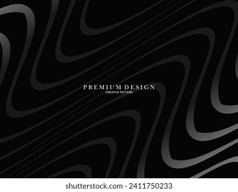 Abstract futuristic dark black background with waving design. Realistic 3d wallpaper with luxurious flowing lines. Elegant background for posters, websites, brochures, cards, banners, apps etc.