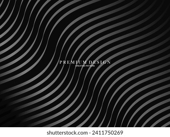 Abstract futuristic dark black background with waving design. Realistic 3d wallpaper with luxurious flowing lines. Elegant background for posters, websites, brochures, cards, banners, apps etc.