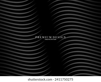 Abstract futuristic dark black background with waving design. Realistic 3d wallpaper with luxurious flowing lines. Elegant background for posters, websites, brochures, cards, banners, apps etc.