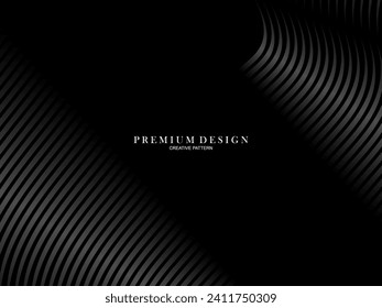 Abstract futuristic dark black background with waving design. Realistic 3d wallpaper with luxurious flowing lines. Elegant background for posters, websites, brochures, cards, banners, apps etc.