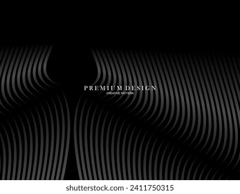 Abstract futuristic dark black background with waving design. Realistic 3d wallpaper with luxurious flowing lines. Elegant background for posters, websites, brochures, cards, banners, apps etc.