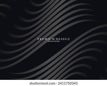 Abstract futuristic dark black background with waving design. Realistic 3d wallpaper with luxurious flowing lines. Elegant background for posters, websites, brochures, cards, banners, apps etc.