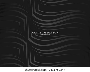 Abstract futuristic dark black background with waving design. Realistic 3d wallpaper with luxurious flowing lines. Elegant background for posters, websites, brochures, cards, banners, apps etc.