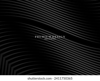 Abstract futuristic dark black background with waving design. Realistic 3d wallpaper with luxurious flowing lines. Elegant background for posters, websites, brochures, cards, banners, apps etc.