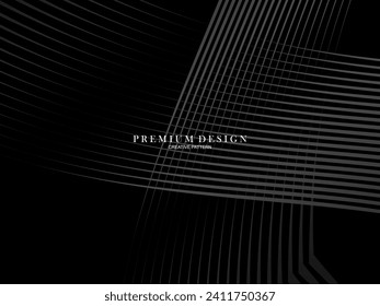 Abstract futuristic dark black background with waving design. Realistic 3d wallpaper with luxurious flowing lines. Elegant background for posters, websites, brochures, cards, banners, apps etc.