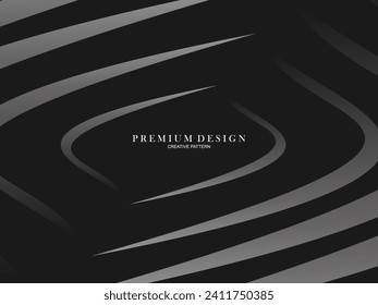 Abstract futuristic dark black background with waving design. Realistic 3d wallpaper with luxurious flowing lines. Elegant background for posters, websites, brochures, cards, banners, apps etc.