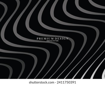 Abstract futuristic dark black background with waving design. Realistic 3d wallpaper with luxurious flowing lines. Elegant background for posters, websites, brochures, cards, banners, apps etc.