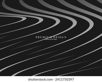 Abstract futuristic dark black background with waving design. Realistic 3d wallpaper with luxurious flowing lines. Elegant background for posters, websites, brochures, cards, banners, apps etc.