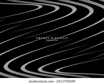 Abstract futuristic dark black background with waving design. Realistic 3d wallpaper with luxurious flowing lines. Elegant background for posters, websites, brochures, cards, banners, apps etc.