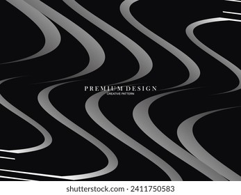 Abstract futuristic dark black background with waving design. Realistic 3d wallpaper with luxurious flowing lines. Elegant background for posters, websites, brochures, cards, banners, apps etc.