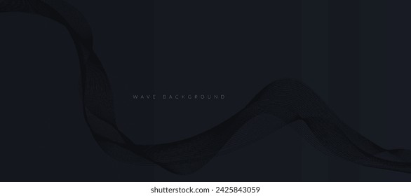 Abstract futuristic dark black background with wavy lines. Black abstract background design.