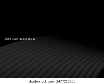 Abstract futuristic dark black background with wave design. Realistic 3d wallpaper with luxurious flowing lines. Perfect background for posters, websites, brochures, banners, applications, etc.