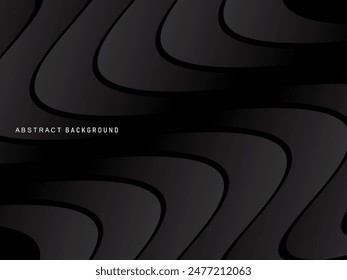 Abstractas fondo negro oscuro futurista con diseño de onda. Fondo de pantalla 3D realista con líneas fluidas de lujo. Fondo perfecto para carteles, Sitios web, folletos, Anuncios, aplicaciones, etc.