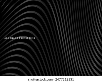 Abstract futuristic dark black background with wave design. Realistic 3d wallpaper with luxurious flowing lines. Perfect background for posters, websites, brochures, banners, applications, etc.