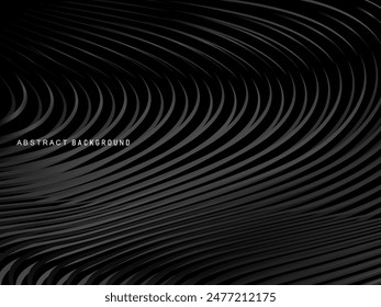 Abstractas fondo negro oscuro futurista con diseño de onda. Fondo de pantalla 3D realista con líneas fluidas de lujo. Fondo perfecto para carteles, Sitios web, folletos, Anuncios, aplicaciones, etc.