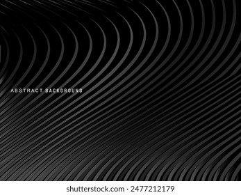 Abstract futuristic dark black background with wave design. Realistic 3d wallpaper with luxurious flowing lines. Perfect background for posters, websites, brochures, banners, applications, etc.