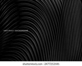 Abstract futuristic dark black background with wave design. Realistic 3d wallpaper with luxurious flowing lines. Perfect background for posters, websites, brochures, banners, applications, etc.