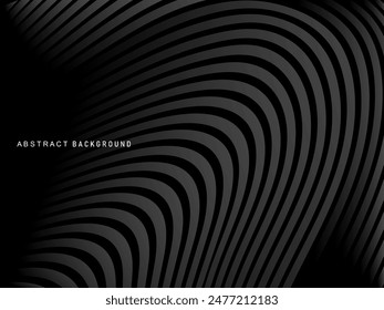Abstract futuristic dark black background with wave design. Realistic 3d wallpaper with luxurious flowing lines. Perfect background for posters, websites, brochures, banners, applications, etc.