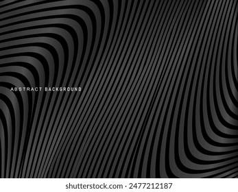 Abstract futuristic dark black background with wave design. Realistic 3d wallpaper with luxurious flowing lines. Perfect background for posters, websites, brochures, banners, applications, etc.
