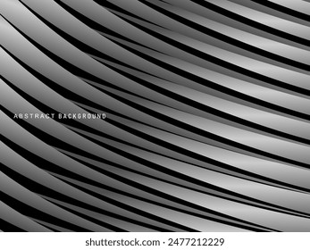 Abstract futuristic dark black background with wave design. Realistic 3d wallpaper with luxurious flowing lines. Perfect background for posters, websites, brochures, banners, applications, etc.
