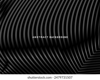 Abstract futuristic dark black background with modern design. Realistic 3d wallpaper with luxurious flowing lines. Elegant background for posters, websites, brochures, cards, banners, apps, etc.