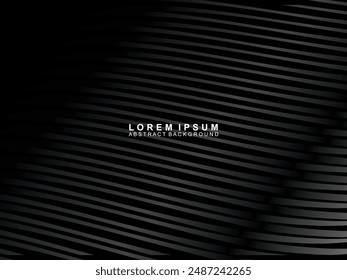 Abstract futuristic dark black background with modern design. Realistic 3d wallpaper with luxurious flowing lines. Elegant background for posters, websites, brochures, cards, banners, apps, etc.