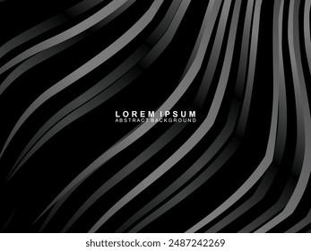 Abstract futuristic dark black background with modern design. Realistic 3d wallpaper with luxurious flowing lines. Elegant background for posters, websites, brochures, cards, banners, apps, etc.