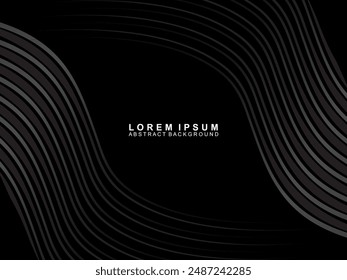 Abstract futuristic dark black background with modern design. Realistic 3d wallpaper with luxurious flowing lines. Elegant background for posters, websites, brochures, cards, banners, apps, etc.