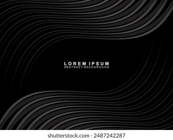 Abstract futuristic dark black background with modern design. Realistic 3d wallpaper with luxurious flowing lines. Elegant background for posters, websites, brochures, cards, banners, apps, etc.