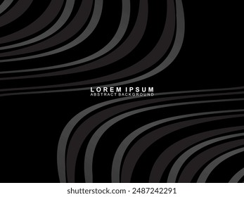 Abstract futuristic dark black background with modern design. Realistic 3d wallpaper with luxurious flowing lines. Elegant background for posters, websites, brochures, cards, banners, apps, etc.