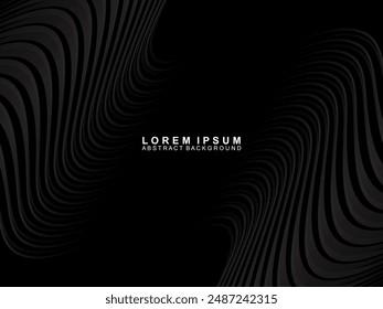 Abstract futuristic dark black background with modern design. Realistic 3d wallpaper with luxurious flowing lines. Elegant background for posters, websites, brochures, cards, banners, apps, etc.