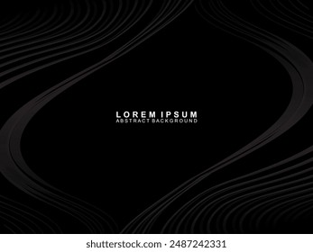 Abstract futuristic dark black background with modern design. Realistic 3d wallpaper with luxurious flowing lines. Elegant background for posters, websites, brochures, cards, banners, apps, etc.