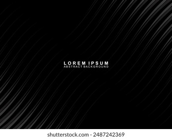 Abstract futuristic dark black background with modern design. Realistic 3d wallpaper with luxurious flowing lines. Elegant background for posters, websites, brochures, cards, banners, apps, etc.