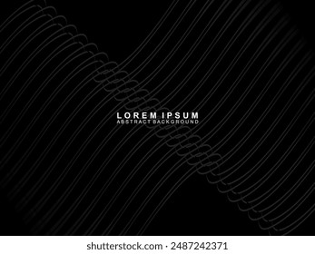 Abstract futuristic dark black background with modern design. Realistic 3d wallpaper with luxurious flowing lines. Elegant background for posters, websites, brochures, cards, banners, apps, etc.