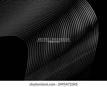 Abstract futuristic dark black background with modern design. Realistic 3d wallpaper with luxurious flowing lines. Elegant background for posters, websites, brochures, cards, banners, apps, etc.