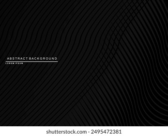 Abstract futuristic dark black background with modern design. Realistic 3d wallpaper with luxurious flowing lines. Elegant background for posters, websites, brochures, cards, banners, apps, etc.