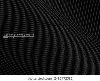 Abstract futuristic dark black background with modern design. Realistic 3d wallpaper with luxurious flowing lines. Elegant background for posters, websites, brochures, cards, banners, apps, etc.
