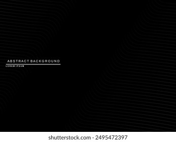 Abstract futuristic dark black background with modern design. Realistic 3d wallpaper with luxurious flowing lines. Elegant background for posters, websites, brochures, cards, banners, apps, etc.