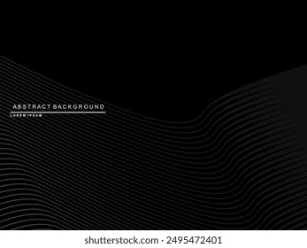 Abstract futuristic dark black background with modern design. Realistic 3d wallpaper with luxurious flowing lines. Elegant background for posters, websites, brochures, cards, banners, apps, etc.