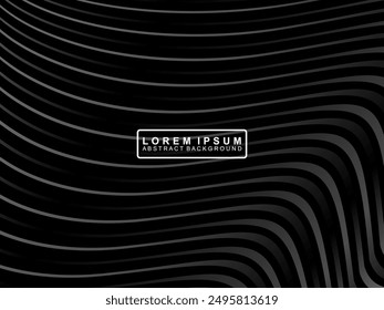 Abstract futuristic dark black background with wave design. Realistic 3d wallpaper with luxurious flowing lines. Perfect background for posters, websites, brochures, banners, applications, etc.