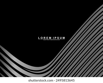 Abstract futuristic dark black background with wave design. Realistic 3d wallpaper with luxurious flowing lines. Perfect background for posters, websites, brochures, banners, applications, etc.