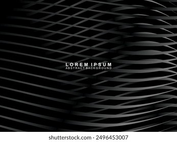 Abstract futuristic dark black background with wave design. Realistic 3d wallpaper with luxurious flowing lines. Perfect background for posters, technology, brochures, banners, applications, etc.