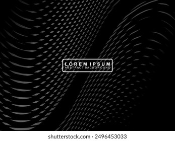 Abstract futuristic dark black background with wave design. Realistic 3d wallpaper with luxurious flowing lines. Perfect background for posters, technology, brochures, banners, applications, etc.